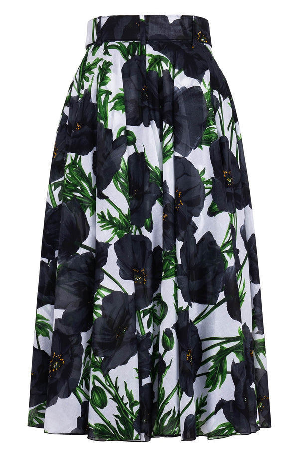 Aster Skirt #1 with Belt Midi Length Cotton Musola (Poppy Poland)