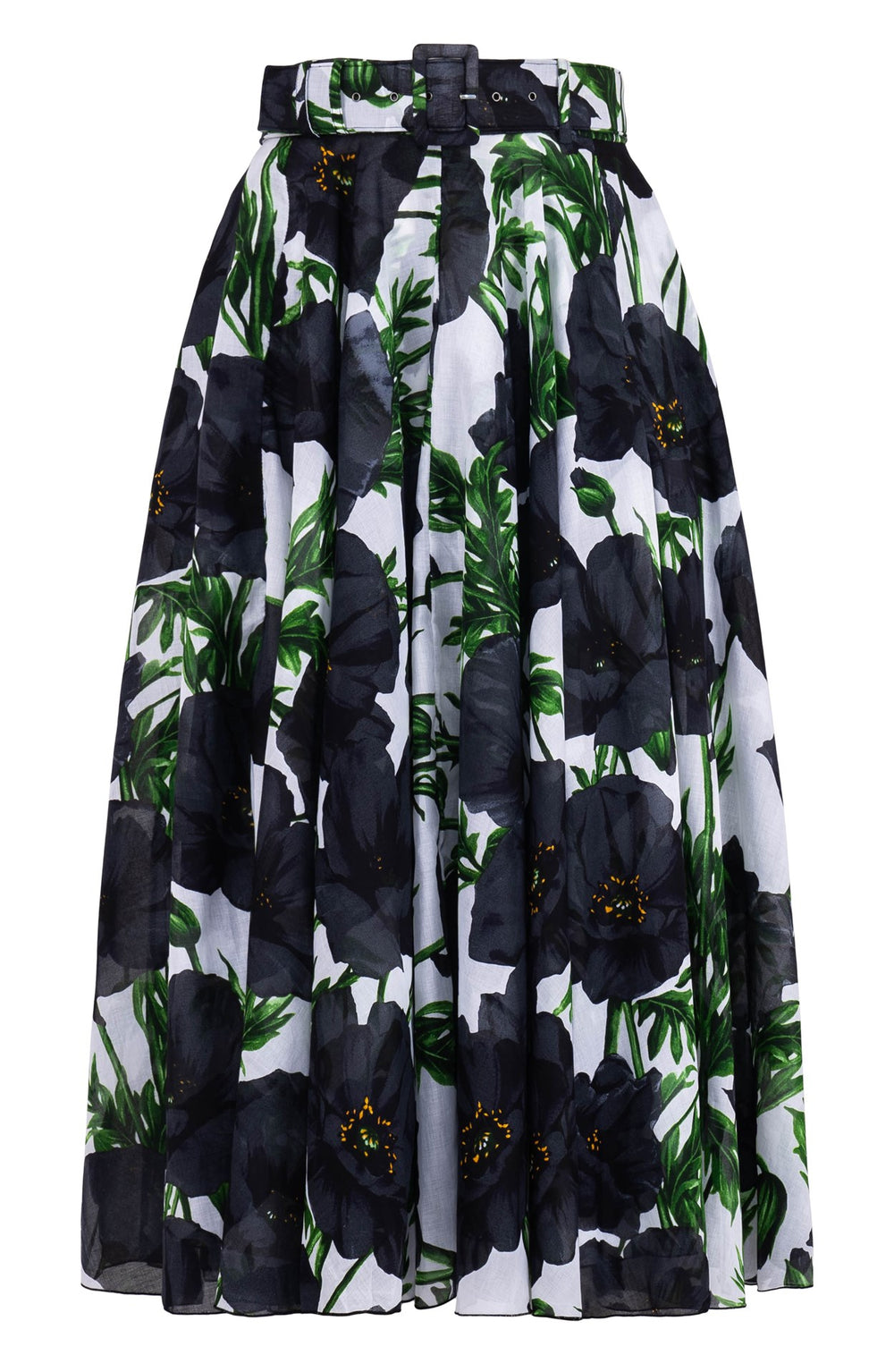 Aster Skirt #1 with Belt Midi Length Cotton Musola (Poppy Poland)
