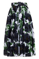 Aster Skirt #1 with Belt Midi Length Cotton Musola (Poppy Poland)