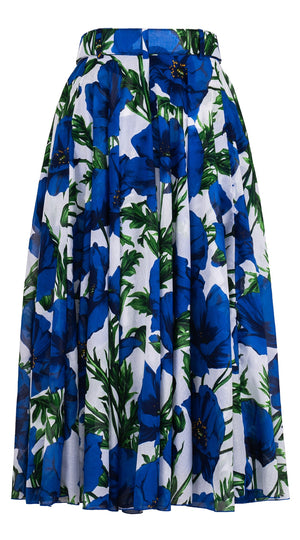 Aster Skirt #1 with Belt Midi Length Cotton Musola (Poppy Poland Big)