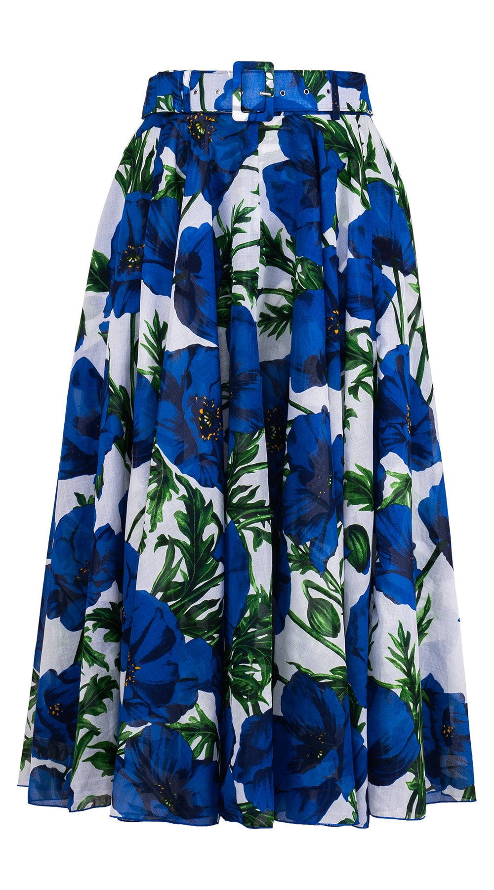 Aster Skirt #1 with Belt Midi Length Cotton Musola (Poppy Poland Big)