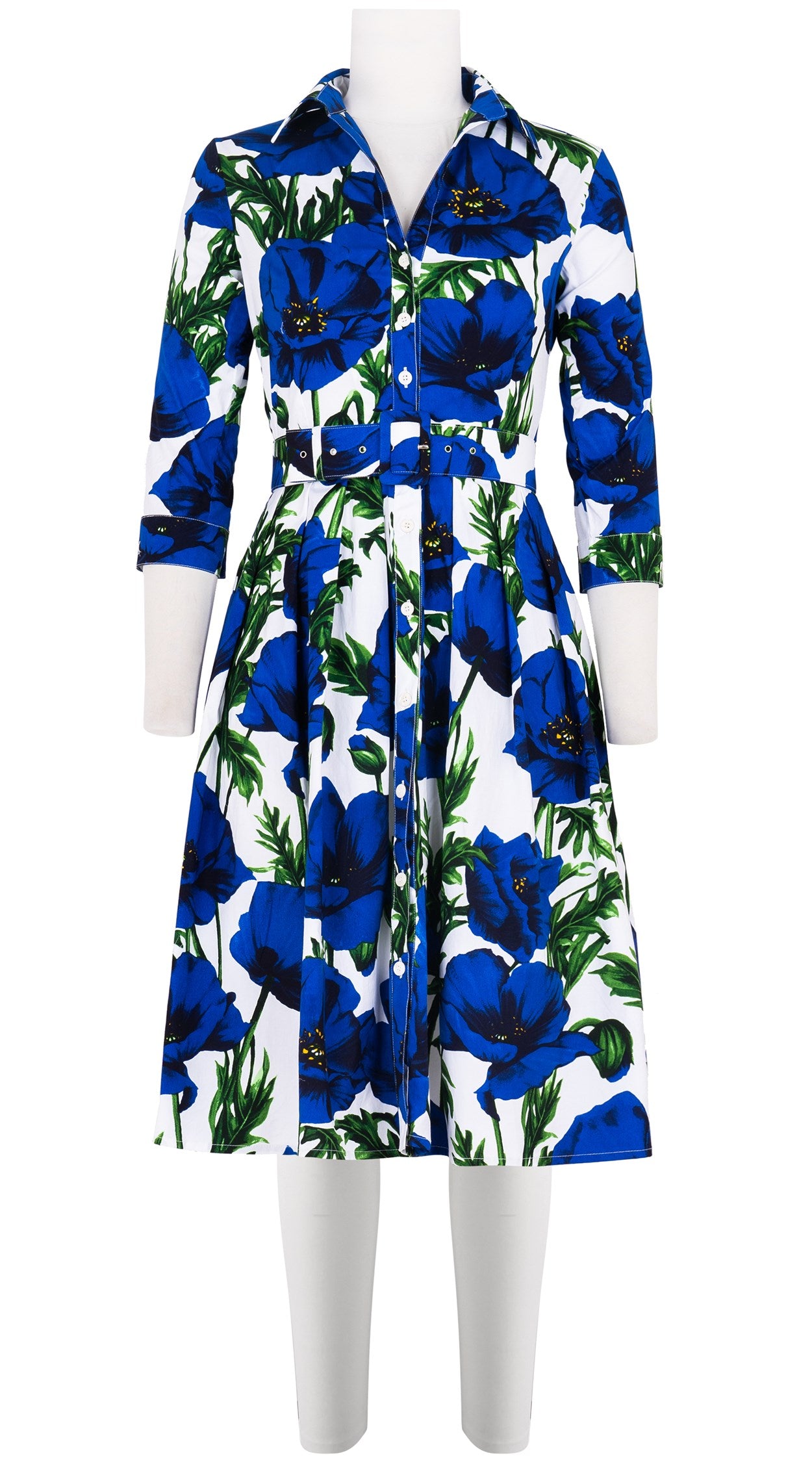 Audrey Dress #1 Shirt Collar 3/4 Sleeve Cotton Stretch