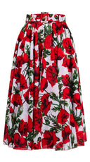 Aster Skirt #1 with Belt Midi Length Cotton Musola (Poppy Poland Big)