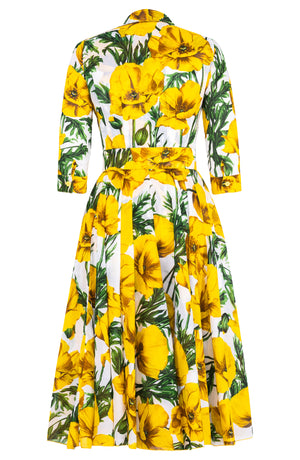 Aster Dress Shirt Collar 3/4 Sleeve Midi Length Cotton Musola (Poppy Poland)