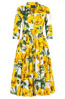 Aster Dress Shirt Collar 3/4 Sleeve Midi Length Cotton Musola (Poppy Poland)