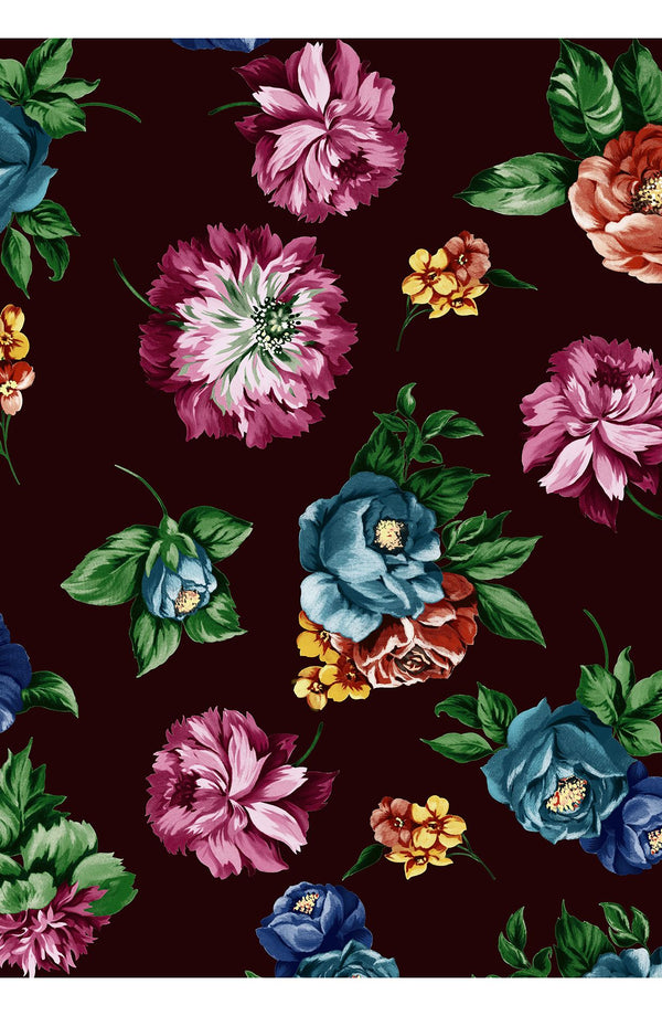 Laurent Dress Shirt Collar 3/4 Sleeve Long Length Cotton Stretch (Positano Flower Dark)