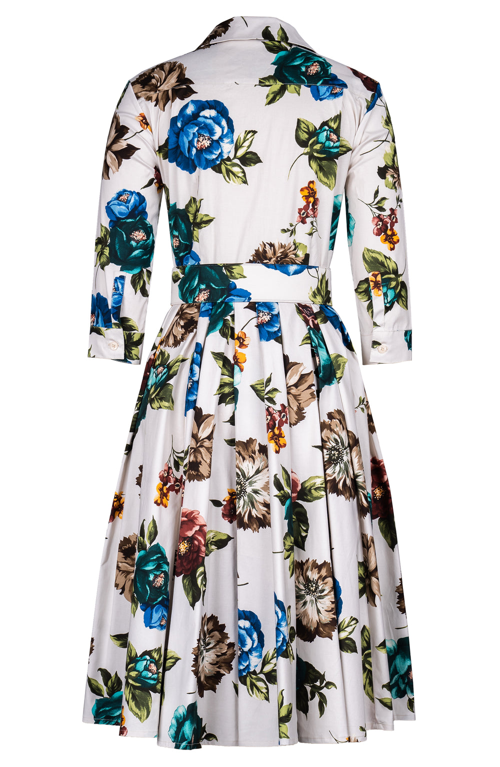 Laurent Dress Shirt Collar 3/4 Sleeve Long Length Cotton Stretch (Positano Flower Dark)