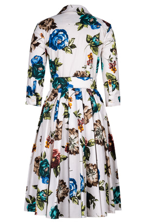 Laurent Dress Shirt Collar 3/4 Sleeve Long Length Cotton Stretch (Positano Flower Dark)