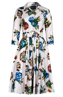 Laurent Dress Shirt Collar 3/4 Sleeve Long Length Cotton Stretch (Positano Flower Dark)