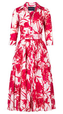 Aster Dress Shirt Collar 3/4 Sleeve Midi Length Cotton Musola (Primavery Silhouette White)