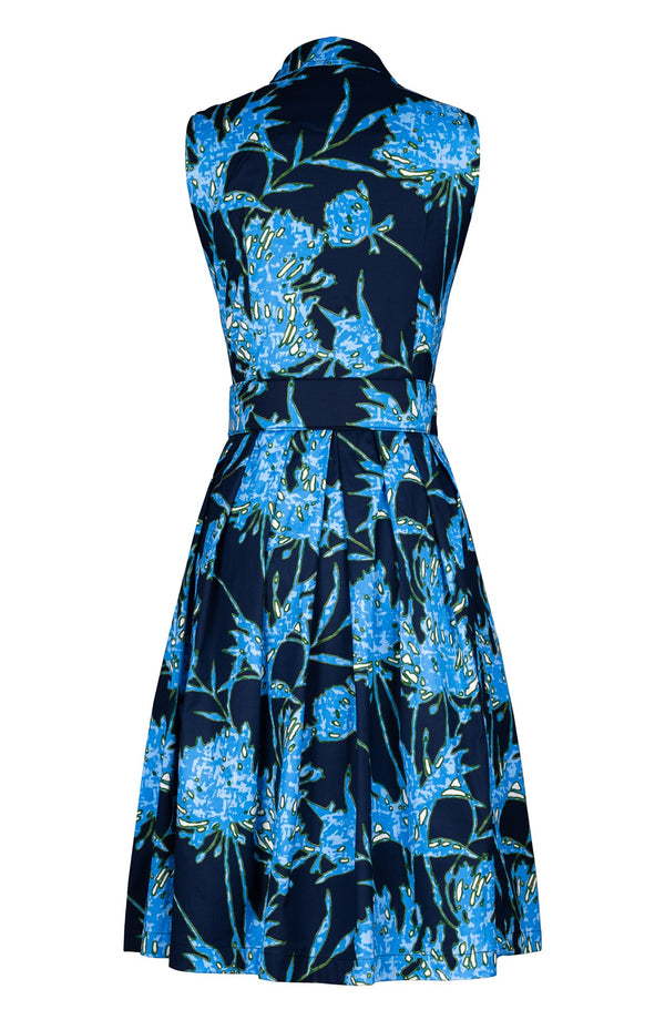 Audrey Dress #1 Shirt Collar Sleeveless Regular Length Cotton Stretch (Primavery Silhouette Ground)