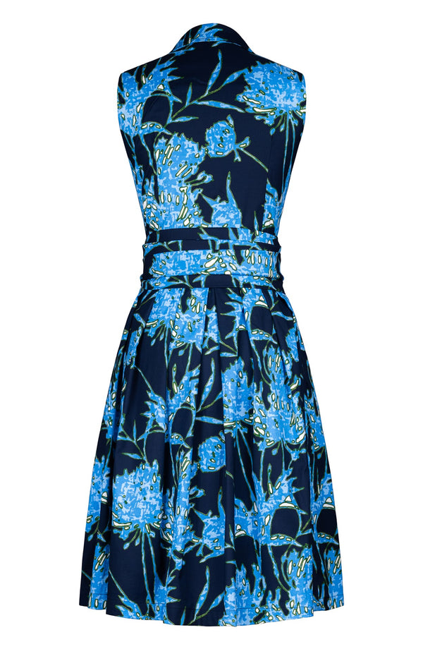 Audrey Dress #1 Shirt Collar Sleeveless Regular Length Cotton Stretch (Primavery Silhouette Ground)