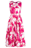 Abelia Dress Crew Neck Sleeveless Midi Length Cotton Stretch (Primavery Silhouette White)