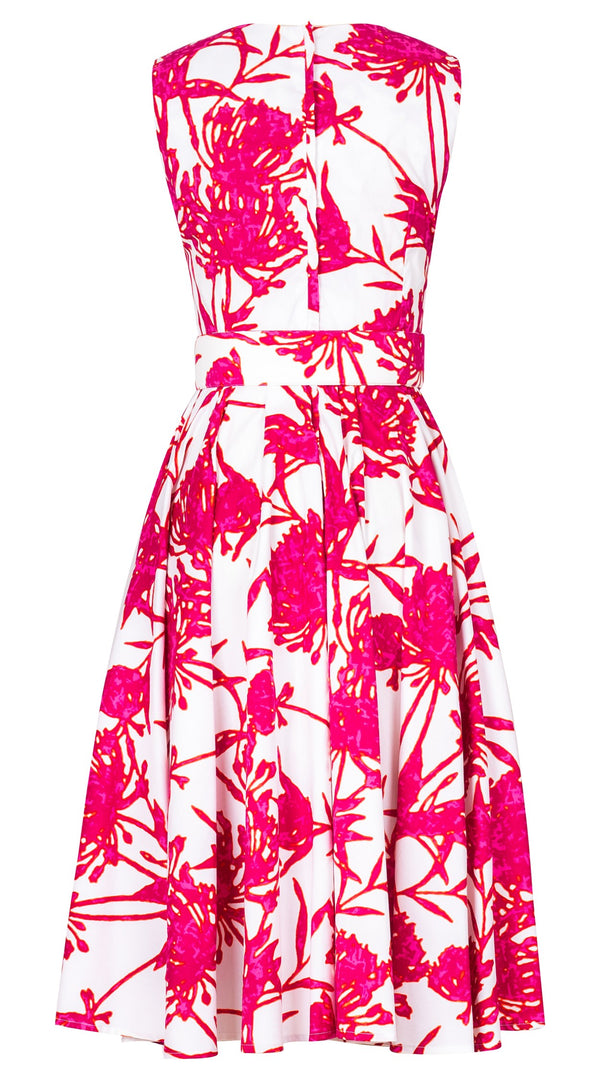 Abelia Dress Crew Neck Sleeveless Long Length Cotton Stretch (Primavery Silhouette White)