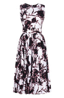 Abelia Dress Crew Neck Sleeveless Midi Length Cotton Stretch (Primavery Silhouette White)