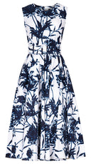 Abelia Dress Crew Neck Sleeveless Midi Length Cotton Stretch (Primavery Silhouette White)