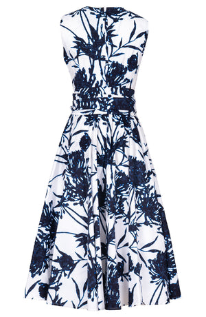 Abelia Dress Crew Neck Sleeveless Midi Length Cotton Stretch (Primavery Silhouette White)