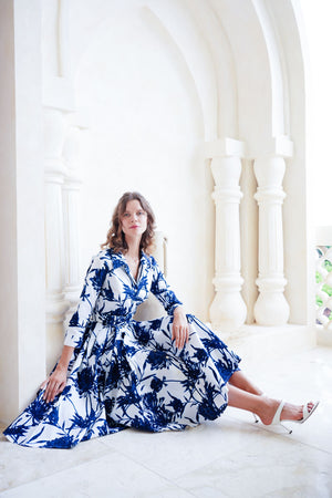 Laurent Dress Shirt Collar 3/4 Sleeve Long Length Cotton Stretch (Primavery Silhouette White)