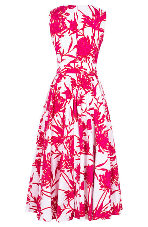 Abelia Dress Crew Neck Sleeveless Midi Plus Length Cotton Stretch (Primavery Silhouette White)