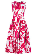 Abelia Dress Crew Neck Sleeveless Midi Length Cotton Stretch (Primavery Silhouette White)