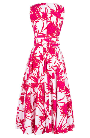 Abelia Dress Crew Neck Sleeveless Midi Plus Length Cotton Stretch (Primavery Silhouette White)