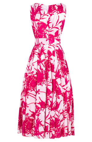 Aster Dress Boat Neck Sleeveless Midi Plus Length Cotton Musola (Primavery Silhouette White)