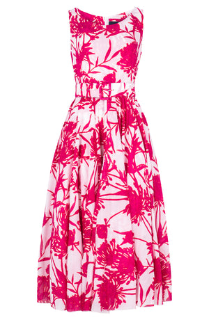 Aster Dress Boat Neck Sleeveless Midi Plus Length Cotton Musola (Primavery Silhouette White)