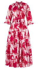 Eva Dress Crew Neck 3/4 Sleeve Midi Length Cotton Musola (Primavery Silhouette White)