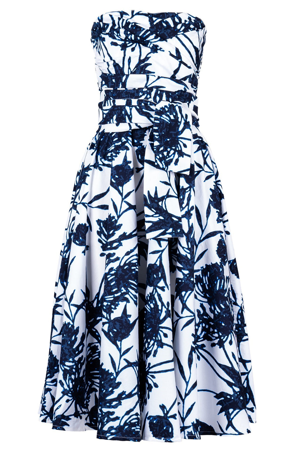 Carol Dress Tube Strapless Midi Length Cotton Stretch (Primavery Silhouette White)