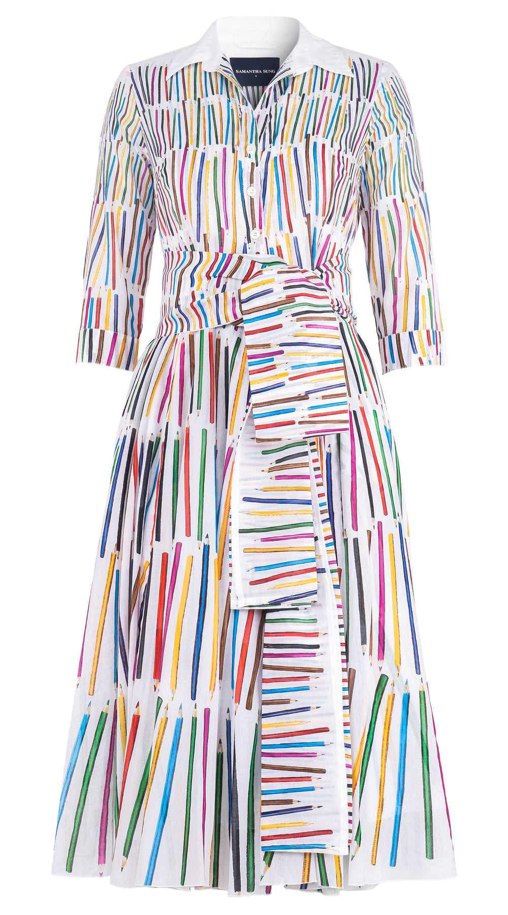 [Off the Rack] Aster Dress Shirt Collar 3/4 Sleeve Midi Length Musola (Prisma Pencil Degrade) @M