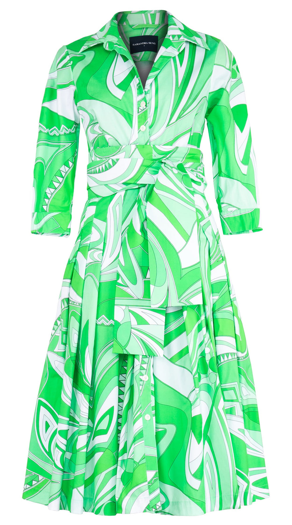 Audrey Dress #2 Shirt Collar 3/4 Sleeve Long Length Cotton Poplin (Pucciesque Africani)