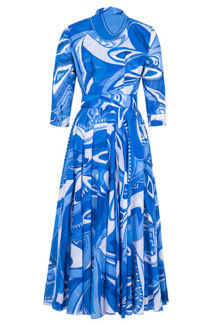 Aster Dress Shirt Collar 3/4 Sleeve Midi Plus Length Cotton Musola (Pucciesque Africani)