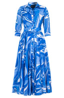Aster Dress Shirt Collar 3/4 Sleeve Midi Plus Length Cotton Musola (Pucciesque Africani)