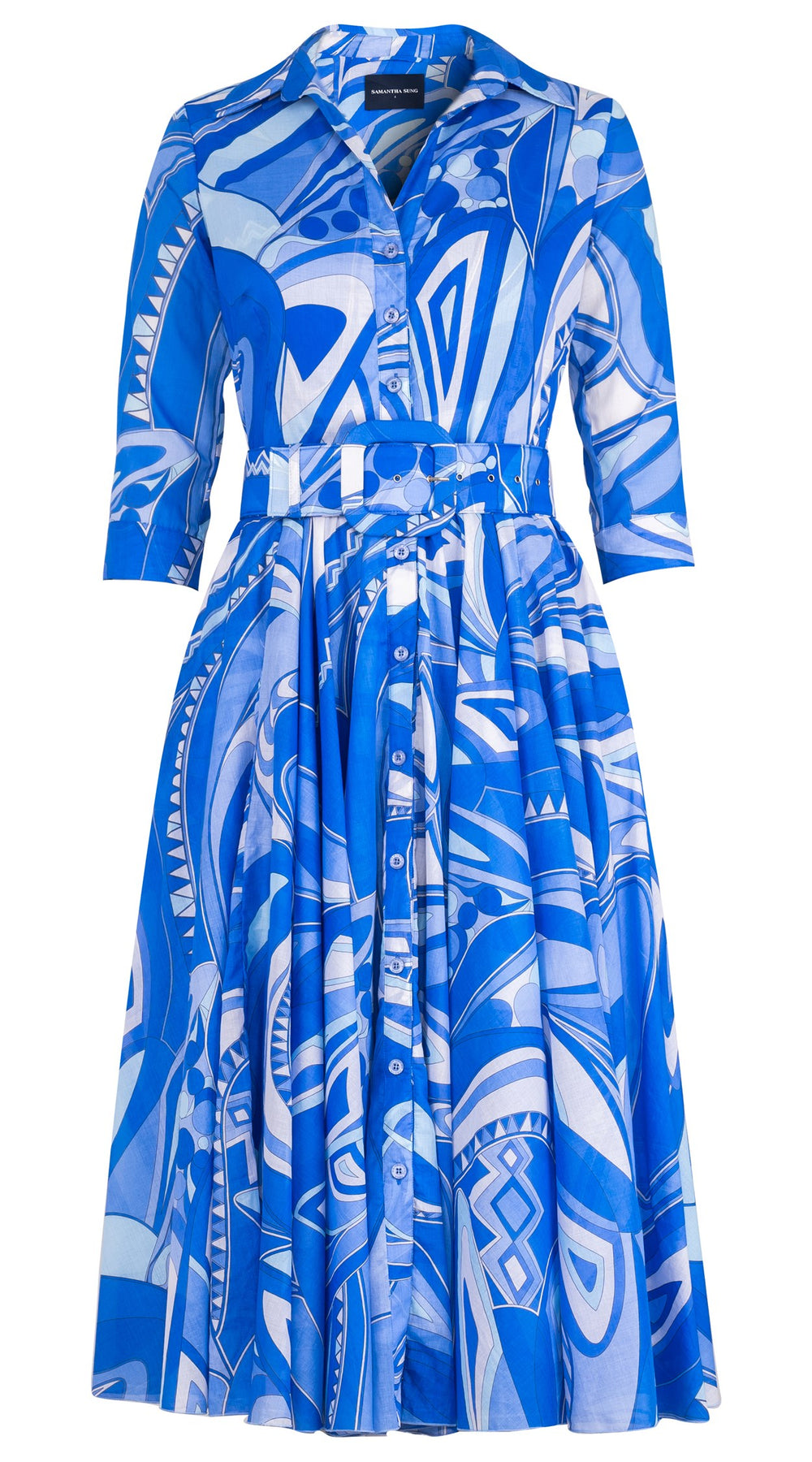 Aster Dress Shirt Collar 3/4 Sleeve Midi Length Cotton Musola (Pucciesque Africani)