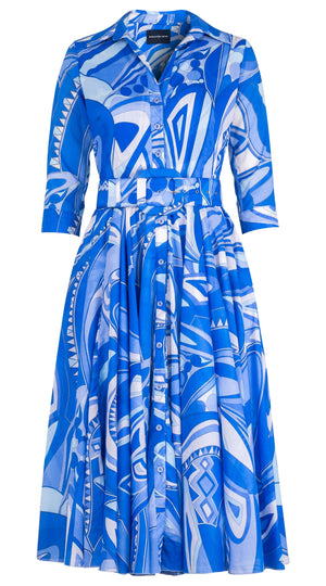 Aster Dress Shirt Collar 3/4 Sleeve Midi Length Cotton Musola (Pucciesque Africani)