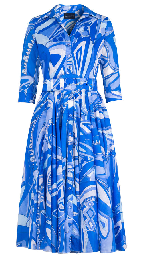 Aster Dress Shirt Collar 3/4 Sleeve Midi Length Cotton Musola (Pucciesque Africani)