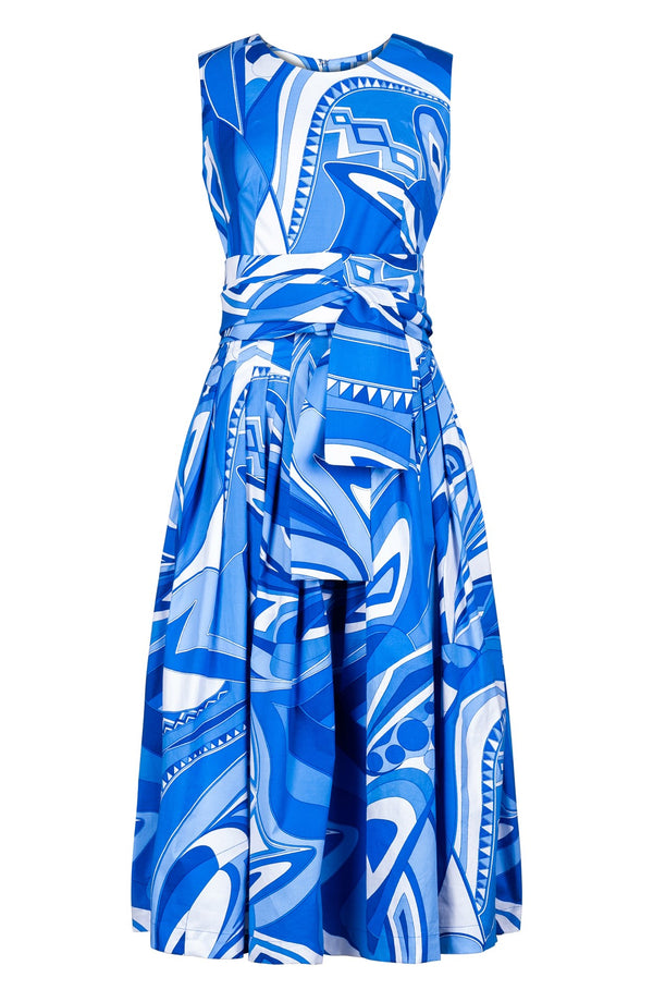 Florance Dress Crew Neck Sleeveless Midi Length Cotton Stretch (Pucciesque Africani)