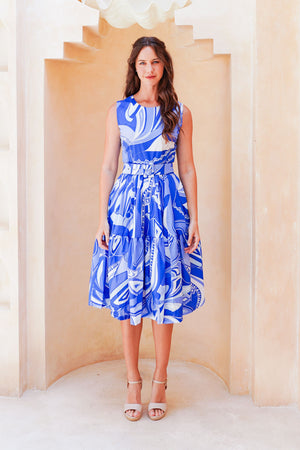 Aster Dress Shirt Collar 3/4 Sleeve Midi Length Cotton Musola (Pucciesque Africani)