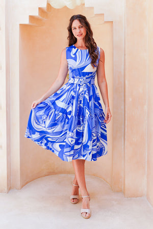 Aster Dress Shirt Collar 3/4 Sleeve Midi Length Cotton Musola (Pucciesque Africani)