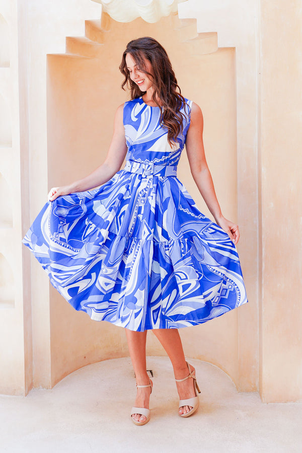 Aster Dress Shirt Collar 3/4 Sleeve Midi Length Cotton Musola (Pucciesque Africani)