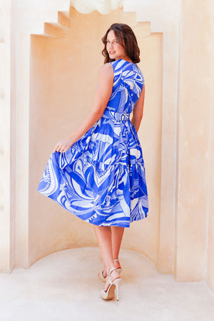 Aster Dress Shirt Collar 3/4 Sleeve Midi Length Cotton Musola (Pucciesque Africani)