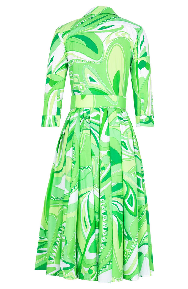 Laurent Dress Shirt Collar 3/4 Sleeve Midi Length Cotton Stretch (Pucciesque Africani)