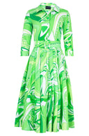 Laurent Dress Shirt Collar 3/4 Sleeve Midi Length Cotton Stretch (Pucciesque Africani)