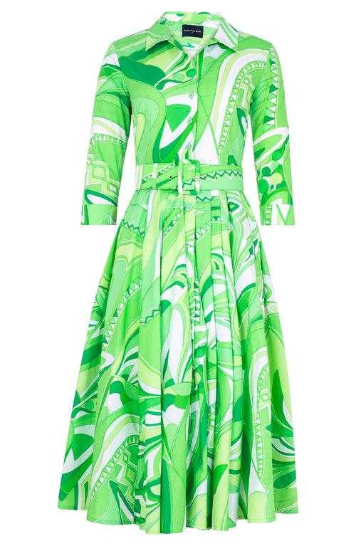Laurent Dress Shirt Collar 3/4 Sleeve Midi Length Cotton Stretch (Pucciesque Africani)