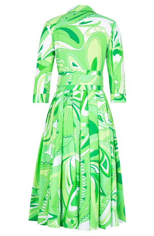Laurent Dress Shirt Collar 3/4 Sleeve Midi Length Cotton Stretch (Pucciesque Africani)