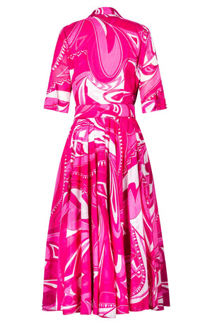 Aster Dress Shirt Collar 1/2 Sleeve Midi Length Cotton Musola (Pucciesque Africani)