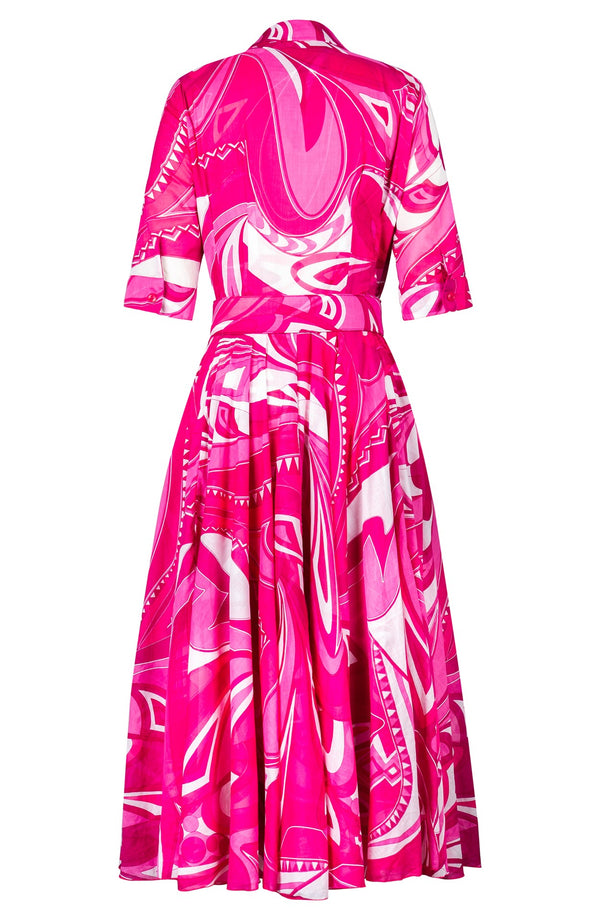 Aster Dress Shirt Collar 1/2 Sleeve Midi Length Cotton Musola (Pucciesque Africani)