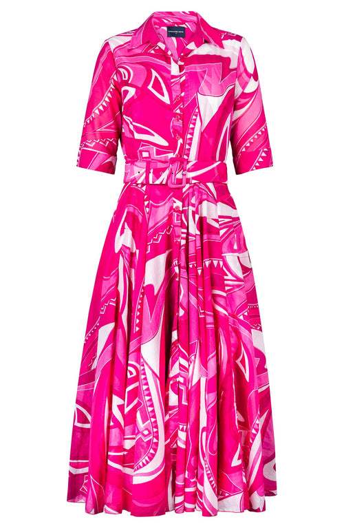 Aster Dress Shirt Collar 1/2 Sleeve Midi Length Cotton Musola (Pucciesque Africani)