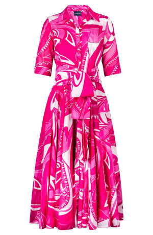 Aster Dress Shirt Collar 1/2 Sleeve Midi Length Cotton Musola (Pucciesque Africani)