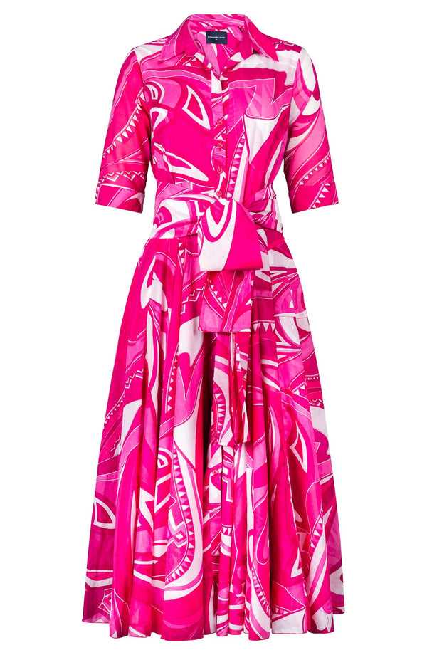Aster Dress Shirt Collar 1/2 Sleeve Midi Length Cotton Musola (Pucciesque Africani)